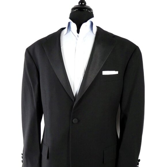 Polo Ralph Lauren Tuxedo Suit Men’s Black Wool Grosgrain Satin Lapel 48 Italy - Picture 4 of 15